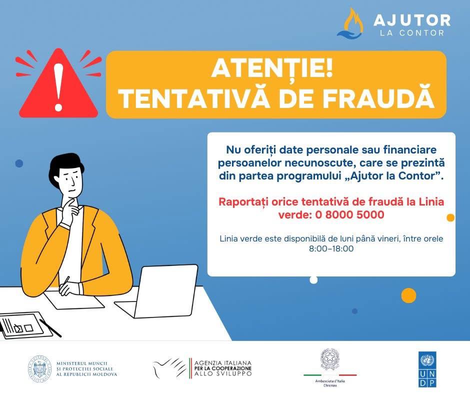 Feriți-vă de fraude! Escrocii cer datele personale ale cetățenilor, sub pretext că ar oferi compensații prin progarmul „Ajutor la Contor”