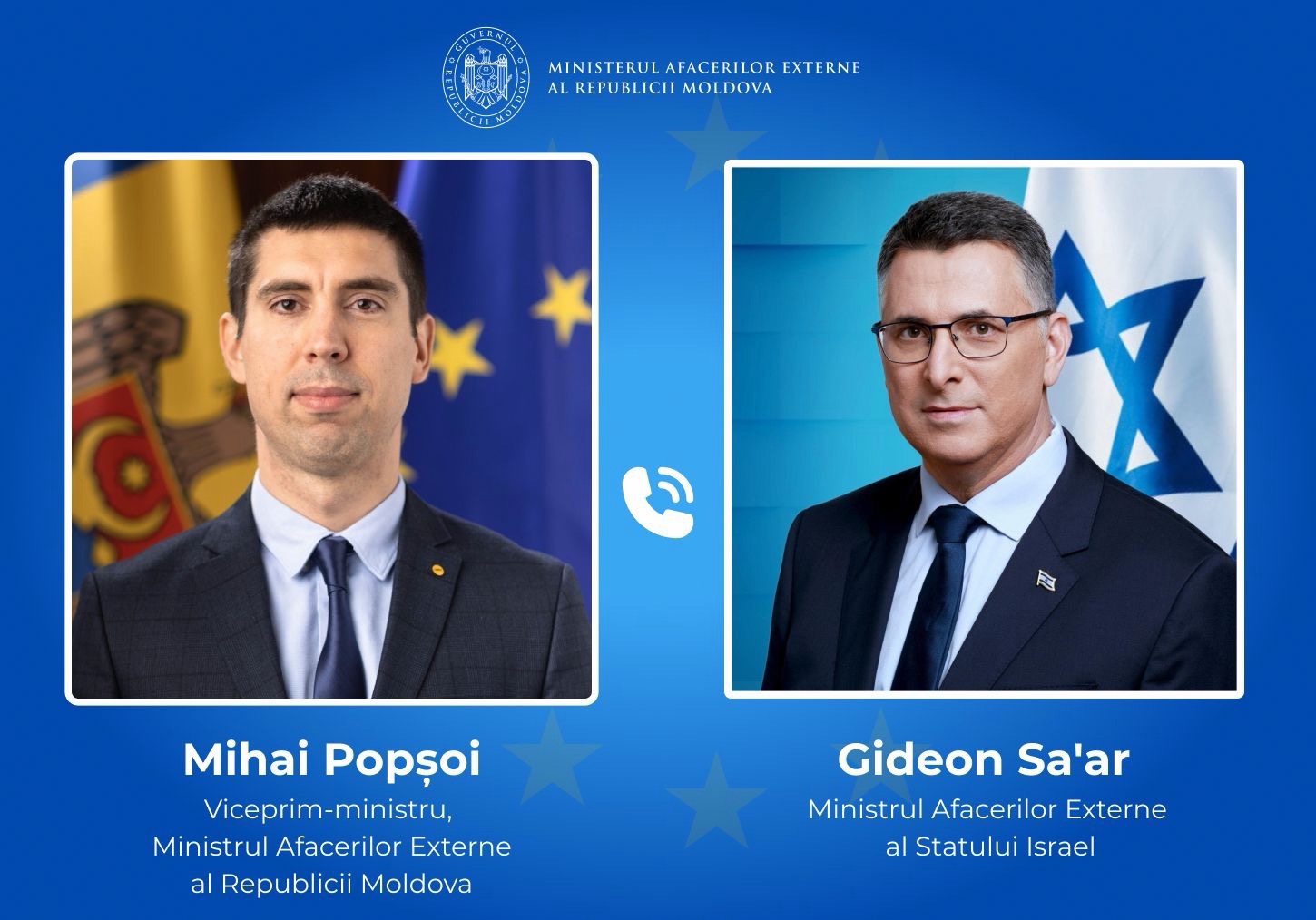 Mihai Popșoi, discuție la telefon cu Gideon Sa'ar despre situația moldovenilor din Israel