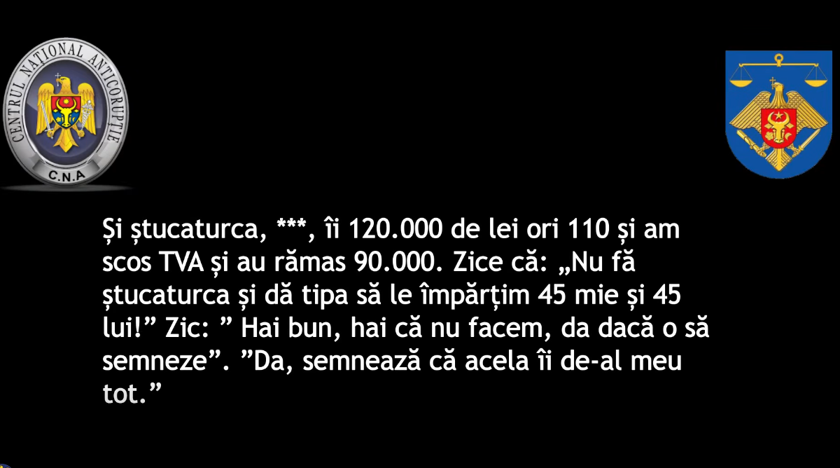 AUDIO // ”Îmi zice: nu fă ștucaturca și să împărțim 45 mie și 45 lui”. CNA prezintă interceptări din dosarul corupției în domeniul construcțiilor din nordul R. Moldova
