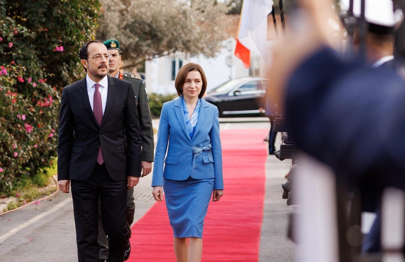 Președintele Ciprului, Nikos Christodoulides, a fost întâmpinat de Maia Sandu la Președinție